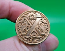 Modern Brass & Wood Fancy "X" Sealing Wax Stamp Seal