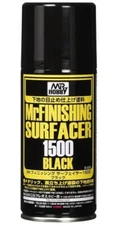Gunze Mr Hobby Finishing Surfacer Primer 1500 Black Spray 5.75 oz. B526