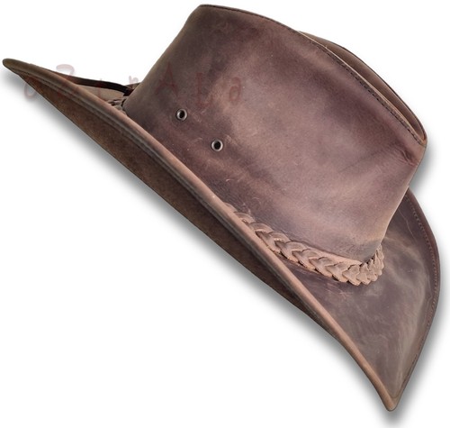LEATHER Cowboy HAT【oZtrALa】 Australian Outback Aussie Western Men DESPERADO HL33 - Picture 9 of 11