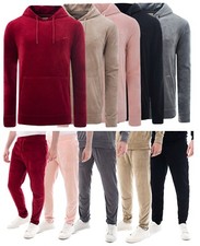 Velour Velvet Full Set Tracksuit Pullover Hooded Top  Elasticated Waist Bottoms