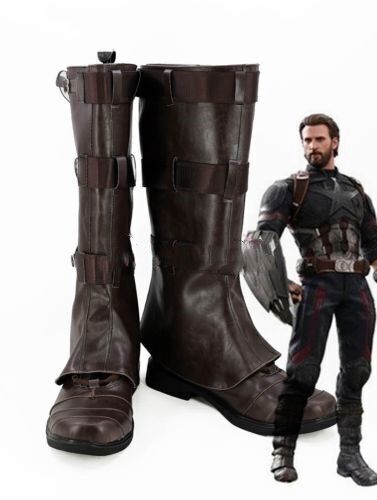 The Avengers 3 Long Boots Captain America Brown Cosplay Shoes Custom Made - Picture 1 of 6