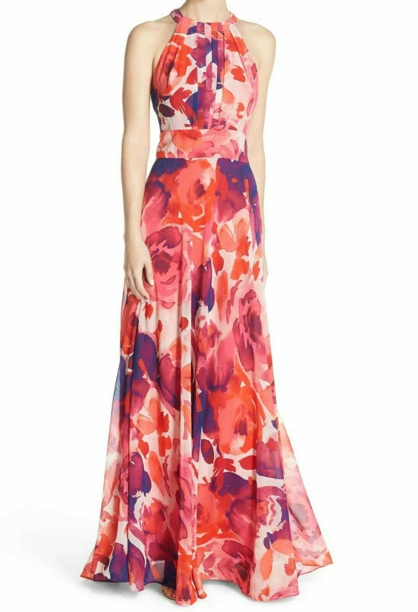 Eliza j floral halter maxi best sale dress