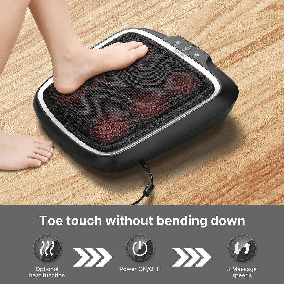 RENPHO Foot Massager Machine with Heat Blood Circulation Mat  Deep Kneading Feet - Image 4 of 4