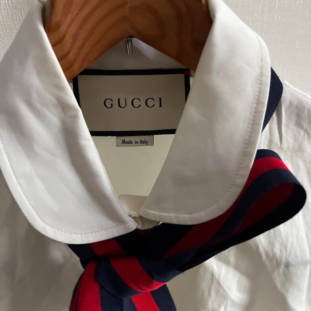 GUCCI Tops Blouse Women's Size 36 Cotton White Ro… - image 2