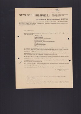 IDAR-OBERSTEIN, Brief 1948, Otto Loch Verkaufsbüro der Registrierpapier-Fabrik Q