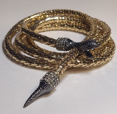 Whiting&Davis Vtg Adjustable Gold Tone Snake Necklace Or Belt