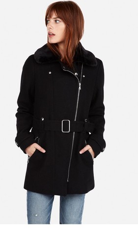 Express Women Short Wool Belted Coat 