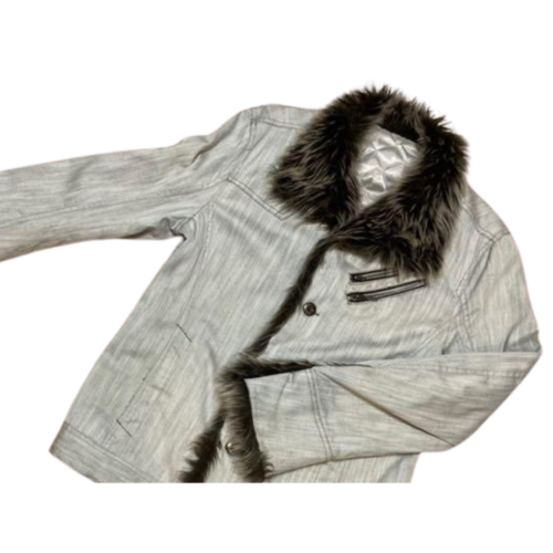 Semantyczna męska kurtka zewnętrzna ze sztucznym futrem biała rozmiar L używana - Zdjęcie 1 z 8