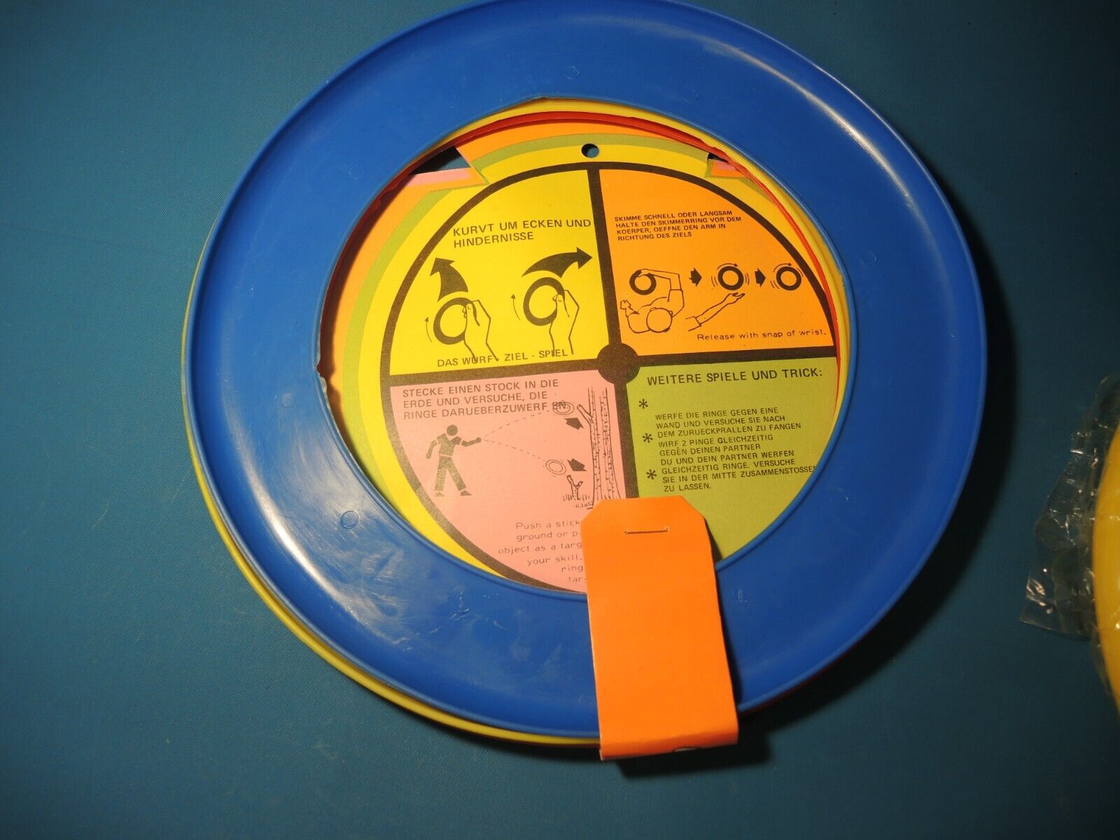 Vintage Skimmer Ring Frisbee Set Discus Frisbee-Scheibe 70er Jahre, NEUOVP