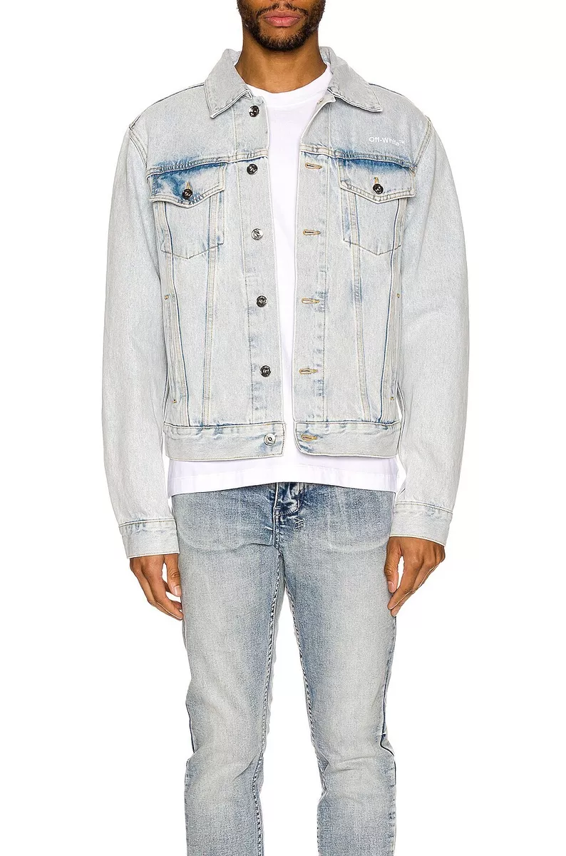 OFF-WHITE C/O VIRGIL ABLOH Women's Diag Tab Slim Denim Jacket Size Large