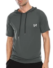 Dry Fit Workout Athletic Muscle Tank Top Running Shirts with Hoods Short Sleeve