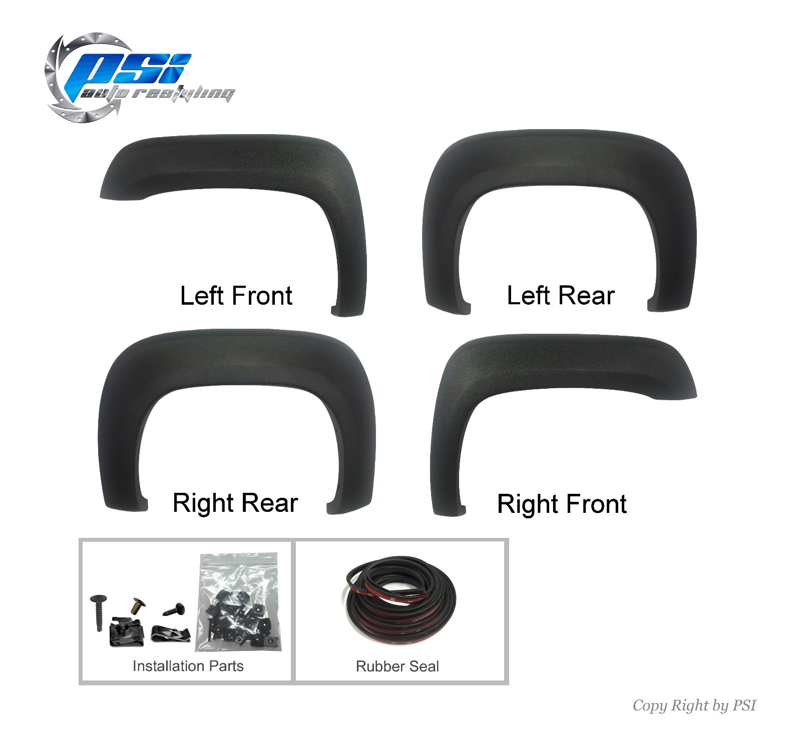 Black Textured OE Fender Flares GMC 0713 Sierra 1500 ; 0714 Sierra