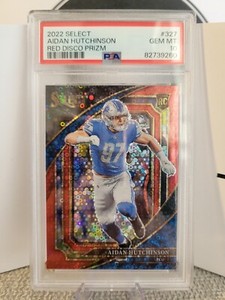 2022 Panini Select Football Red Disco Prizm Aidan Hutchinson #327 PSA 10