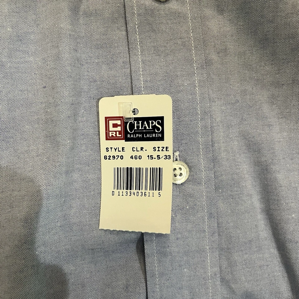 NUEVO CON ETIQUETAS DEADSTOCK Chaps Ralph Lauren 15.5 32/33 Camisa de vestir Oxford de tela con botones Foto 3 de 4