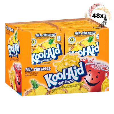 Full Box 48x Packet Kool-Aid Pina-Pineapple Caffeine Free Soft Drink Mix | .14oz