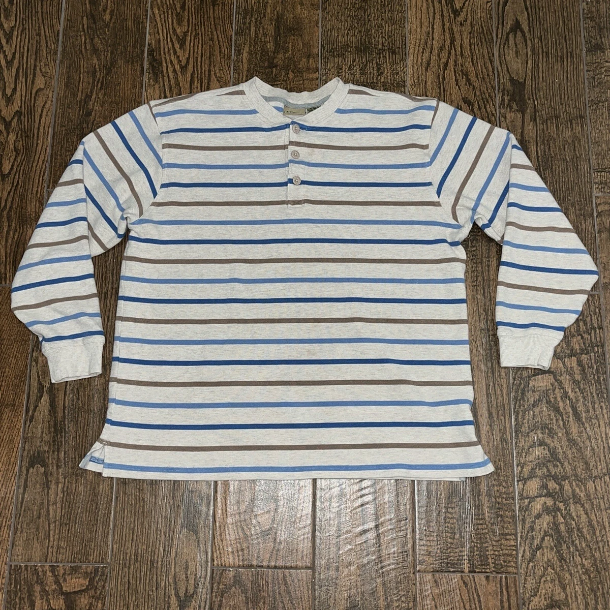 Eddie Bauer Henley Striped Casual Button-Down Shirts for Men for