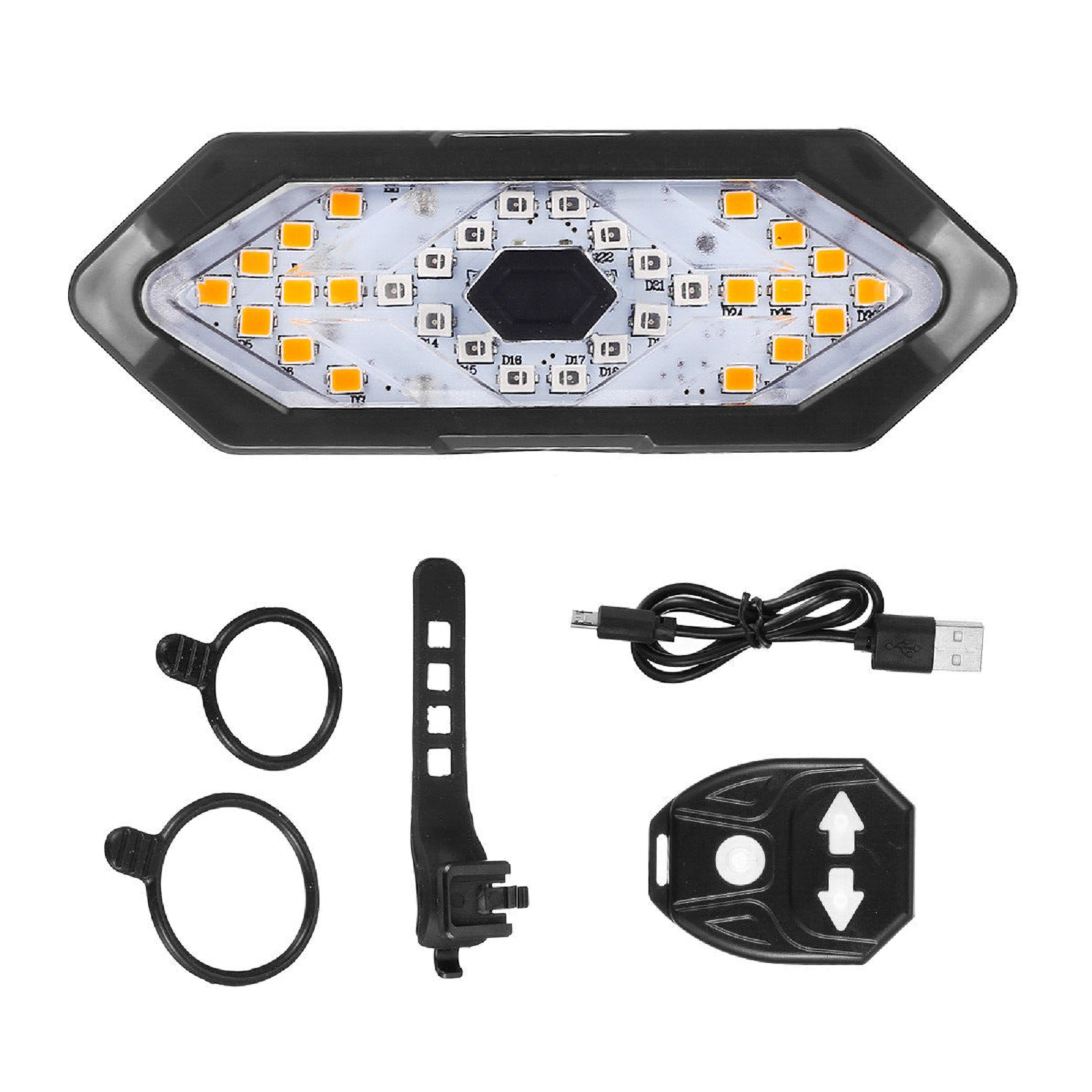 Bicycle Tail Light USB Wireless Remote Control Turn Signal Warning Lamp+Horn