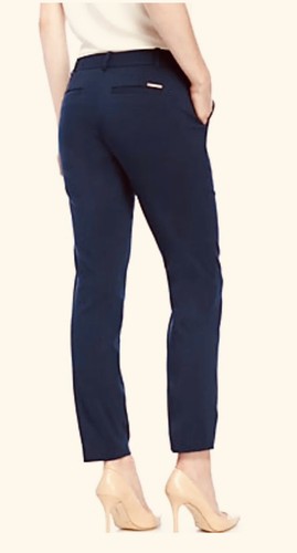 Michael Kors Viskose Spandex gerade Bürohose Hose dehnbar marineblau Gr. 6 neu mit Etikett