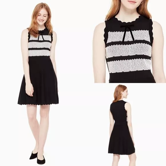 KATE SPADE New York Black Ivory Lace Jacquard Sleeveless Cotton