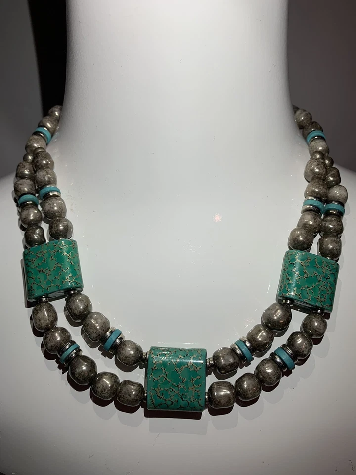 Handcrafted Oriental Ceramic Turquoise Beaded Necklace