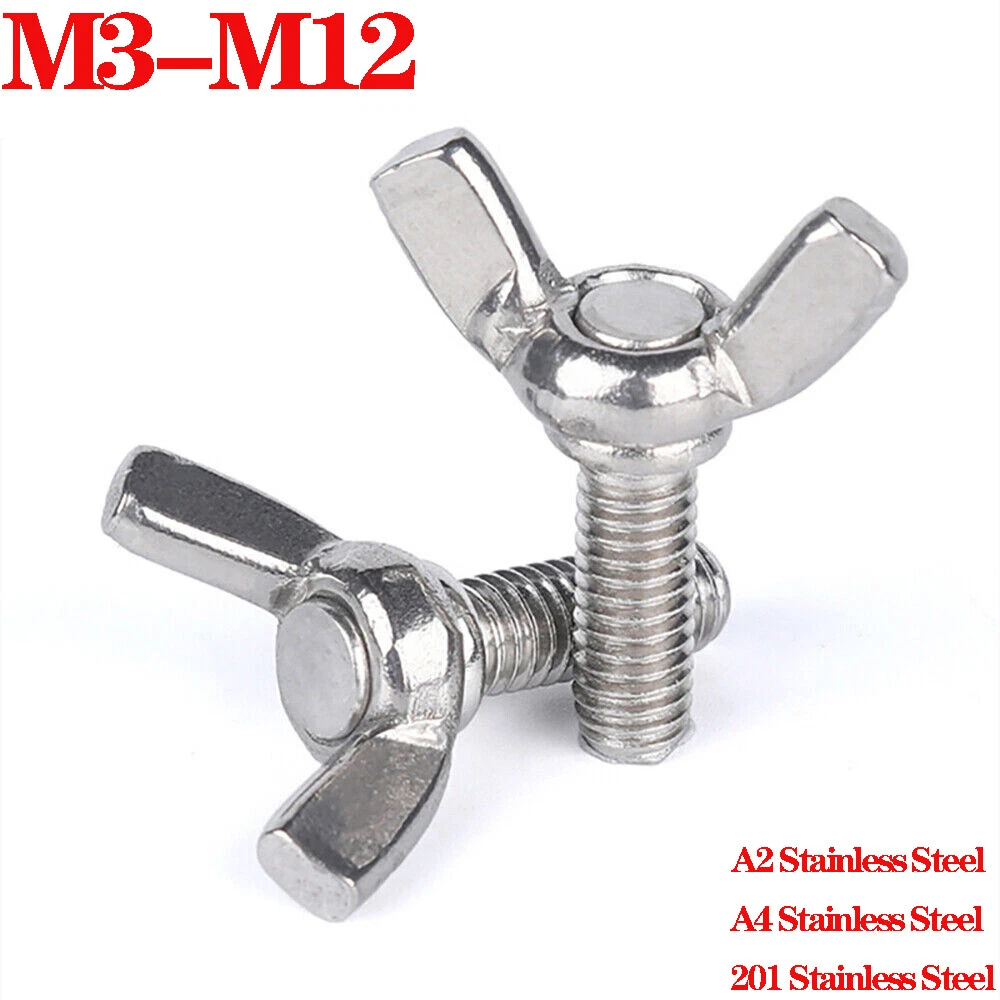 Butterfly Wing Screws M3 M4 M5 M6-M12 Wing Bolts Thumb Screw A2/A4/201  Stainless
