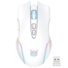 White Wireless Gaming Mouse, RGB, 2.4G Receiver, 3600 DPI, 7 Buttons, Recharge