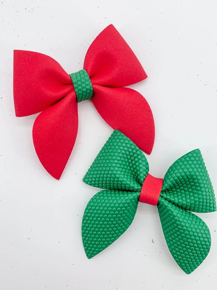 5x Navidad Lucky Dip Rojo y Verde Brillo Lazo Pinza para el Pelo Medias Relleno Niñas Foto 4 de 4