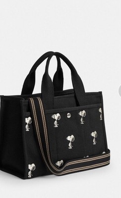 COACH x PEANUTS Cargo Tote 26 Snoopy Print Black CBF70 outlet New