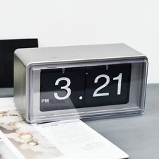 Retro Style Flip Clock,Auto Page Turning Transparent Cover Digital Flip Desk ...