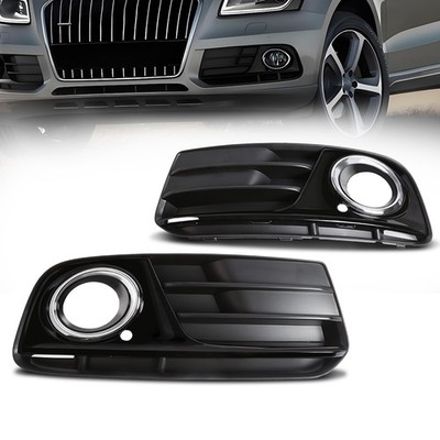 Fit For 2013-2017 Audi Q5 Front Bumper Fog Light Covers Grille Bezel Black Pair