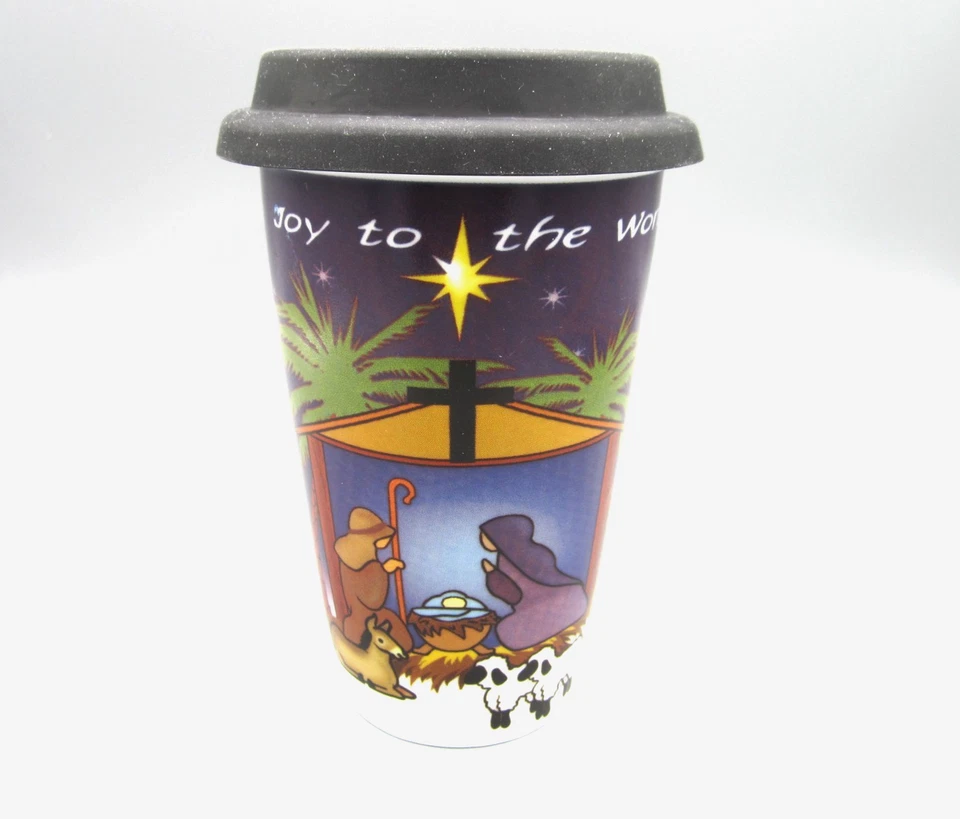 Cypress Christmas Joy to the World Nativity Scene Coffee Tea Mug 12 oz Lid (C25) - Image 2 of 4