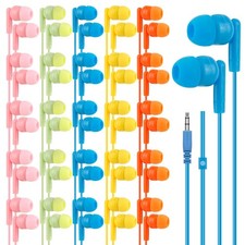 CNSZSLZ 100 Pack Earbud Headphones in 5 Colors 3.5mm Jack Bulk Earphones for Sch