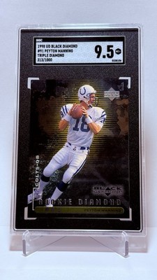 1998 UD Black Diamond Peyton Manning RC Triple Rookie Diamond #91 SGC 9.5 RARE