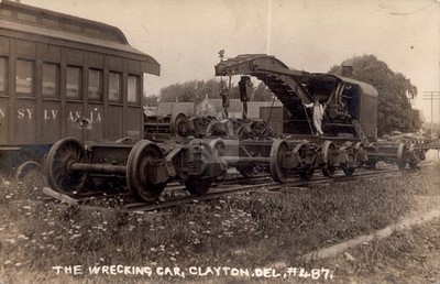 DE Delaware Clayton Railroad Train Wrecking Car Railway RPPC Photo Postcard COPY