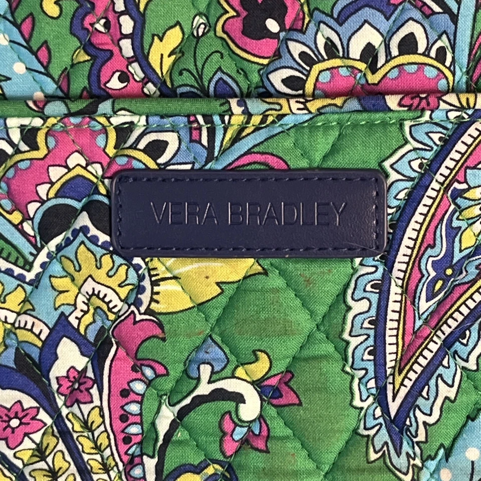 Bolso de Pañales Grande Vera Bradley con Inserto Acolchado Algodón Paisley Verde Azul Foto 3 de 4