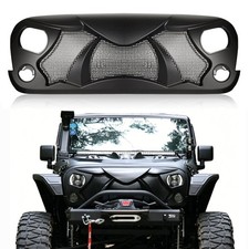 Black Front Bumper Grill Grid Grille Wmesh For 2007-2018 Jeep Wrangler Jk Jku
