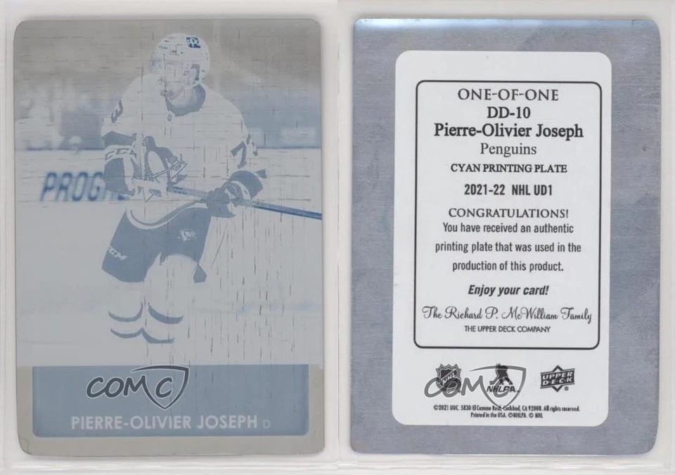 2021-22 Series 1 Debut Dates Printing Plate Cyan 1/1 Pierre-Olivier Joseph ra0 - Image 3 of 3