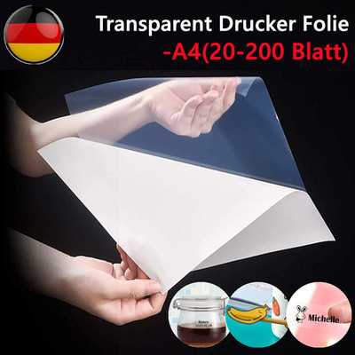 A4 Drucker Folie Klebefolien für Laserdrucker Kopierer bedruckbar Transparent