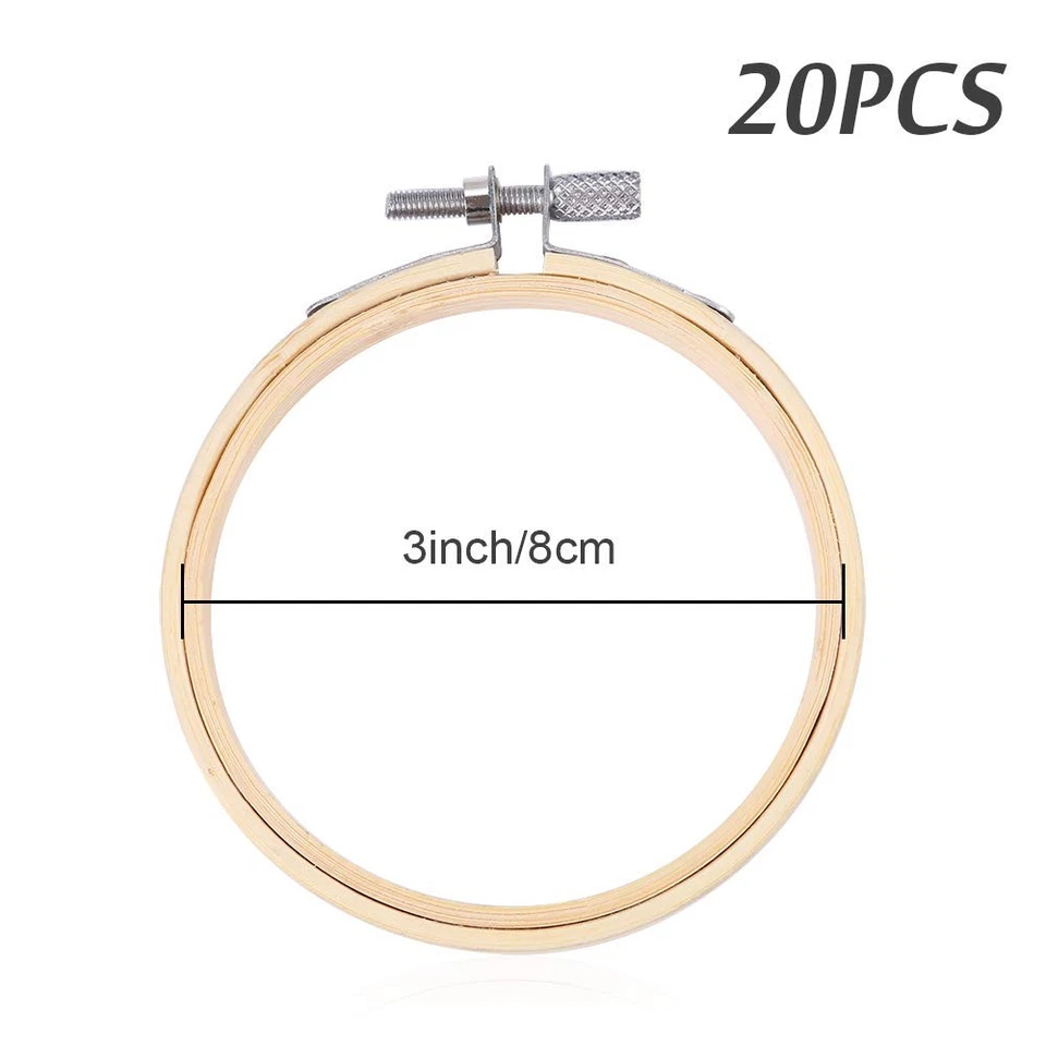 20 Pieces 3 Inch Embroidery Hoops Christmas Round Wooden Circle Cross Stitch ... - Image 2 of 4