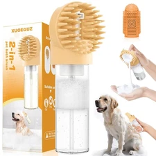 Pet Dog Cat Silicone Softy Massage Bath Brush Scrubber Shampoo Dispenser Shower