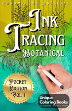 Ink Tracing Botanical Pocket Edition: Flower Coloring Book: Follow the White Lin