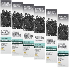 Desert Essence Activated Charcoal Toothpaste Fresh Mint 6.25 oz (Pack of 6)