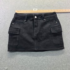 PacSun Womens Black Denim Cargo Mini Skirt Size 25 Utility Pocket Y2K Style