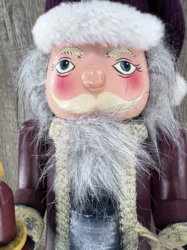 15'' Large Old World Nutcracker Wood Christmas Vintage Candle Teddy Bear Foto 2 de 4