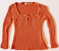The Look Vintage Y2K Gabriel S Sweater Woman M Orange Ribbed Knit Made In USA