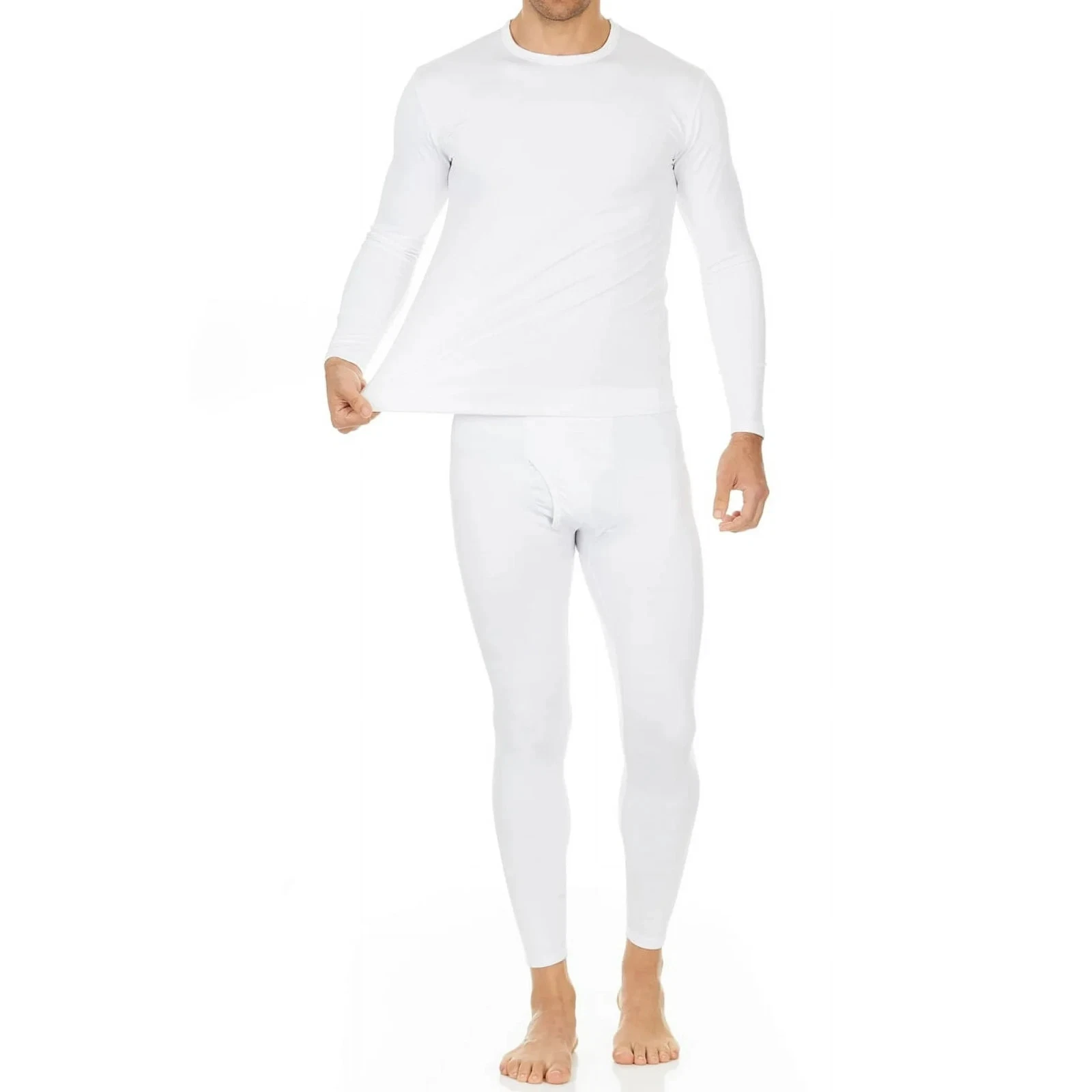 Thermajohn L29214 Mens White Long Johns Thermal Underwear Crewneck Set Size XXL
