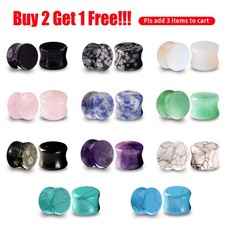 Ear Gauges Organic Stone Ear Plugs Tunnels 2 G, 0G,00G,12,14,16,19,22,25MM US