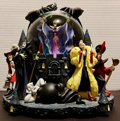 New Vintage 90s Disney Villains Snow globe Glows Musical Maleficent Cruella RARE