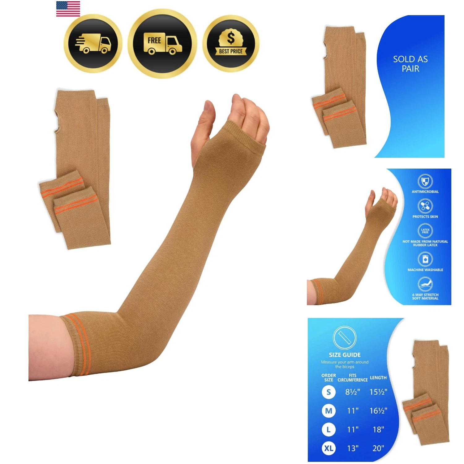 Geri-Sleeves Arm Skin Protectors – Pair of and Washable Protects Sensitive Th...