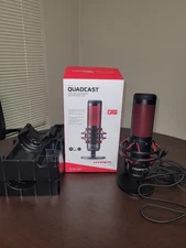 HyperX QuadCast Red LED USB Cardioid Microphone - Black Works Great 10foot USB